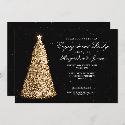 Elegant kerstfeestfeest kaart (Voorkant / Achterkant)