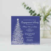 Elegant kerstfeestfeest Silver Navy Kaart (Staand voorkant)