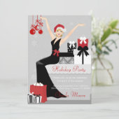 Elegant kerstfeestfeest Uitnodiging voor cadeautje (Staand voorkant)