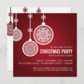 Elegant kerstfeestornaments Red Kaart (Voorkant / Achterkant)