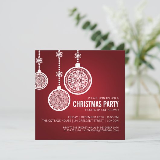 Elegant kerstfeestornaments Red Kaart (Staand voorkant)