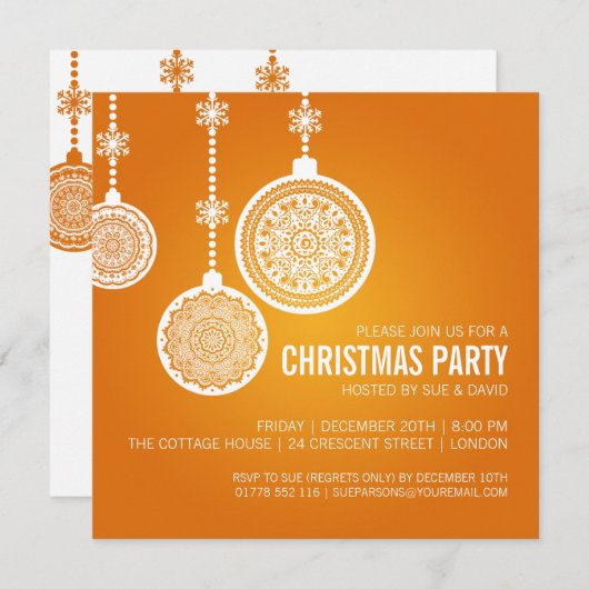 Elegant kerstfeestversieringen Sinaasappel Kaart (Voorkant / Achterkant)