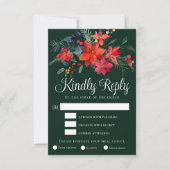 Elegant kerstFloral Green Wedding RSVP Kaart (Voorkant)