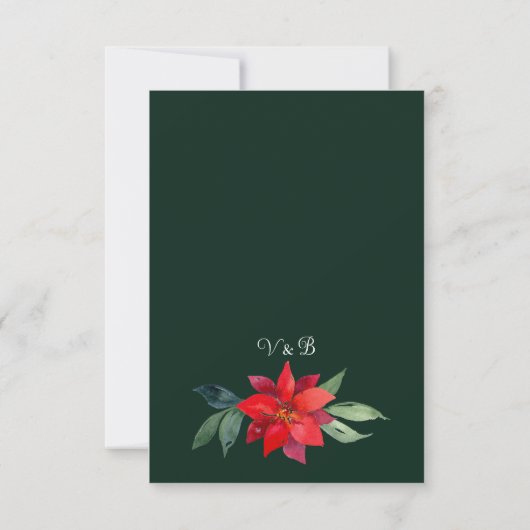 Elegant kerstFloral Green Wedding RSVP Kaart (Achterkant)