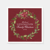 Elegant KerstFloral Holly Wreath Servet (Voorkant)