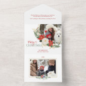 Elegant KerstFloral met kalligrafie Foto All In One Uitnodiging (Binnen)
