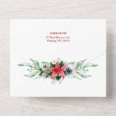 Elegant KerstFloral met kalligrafie Foto All In One Uitnodiging (Achterkant)