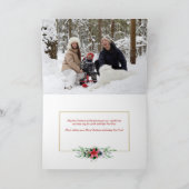 Elegant KerstFloral met kalligrafie Foto Feestdagen Kaart (Binnen)