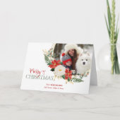 Elegant KerstFloral met kalligrafie Foto Feestdagen Kaart (Voorkant)