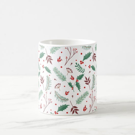 Elegant Kerstfloral Pattern | Klassieke Mok (Center)