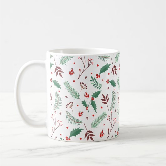 Elegant Kerstfloral Pattern | Klassieke Mok (Links)