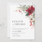 Elegant kerstFloral Wedding Kaart (Voorkant)