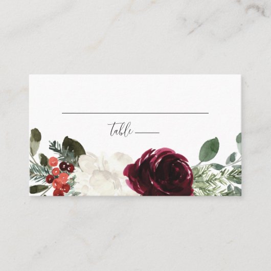 Elegant kerstFloral Wedding Plaatskaartje (Voorkant)