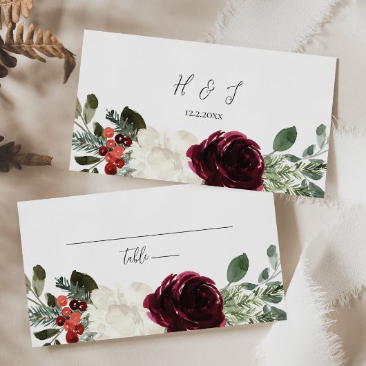 Elegant kerstFloral Wedding Plaatskaartje