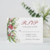 Elegant kerstFloral Wedding RSVP-kaart RSVP Kaartje (Staand voorkant)