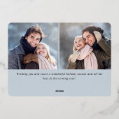 Elegant kerstfoliage 3 Foto Silver Folie Feestdagenkaart (Achterkant)