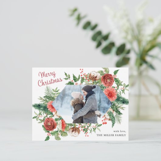 Elegant kerstfoto-feestdag briefkaart (Staand voorkant)