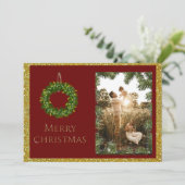 Elegant kerstfoto Persoonlijke naam Feestdagenkaart (Staand voorkant)