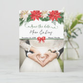 Elegant kerstfoto Weddenschap Sparen de datum Inv Kaart (Staand voorkant)
