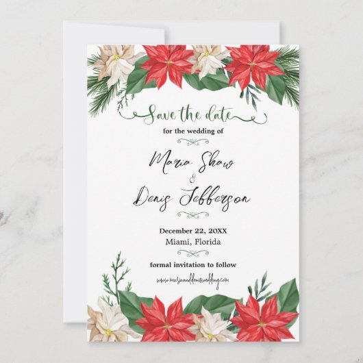 Elegant kerstfoto Weddenschap Sparen de datum Inv Kaart (Achterkant)