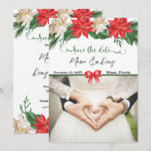 Elegant kerstfoto Weddenschap Sparen de datum Inv Kaart (Voorkant / Achterkant)