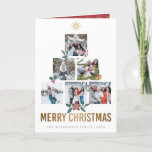 Elegant kerstfoto's  feestdagen kaart<br><div class="desc">Deze kaart is de perfecte manier om je vrienden en familie een traditionele gevouwen vakantiekaart met je eigen persoonlijke afbeeldingen te sturen. Dit ontwerp bevat 6 van uw favoriete foto's uit de kerstfamilie die boven op elkaar zijn geplaatst om de vorm van een kerstboom te vormen. Op de afbeeldingen zijn...</div>