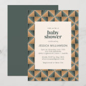 Elegant kerstgeometrisch groen Baby shower Kaart (Voorkant / Achterkant)