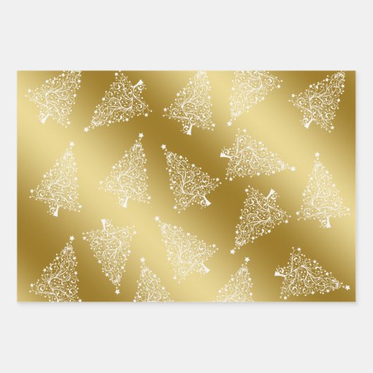 Elegant kerstgoud en wit patroon inpakpapier vel (Voorkant)