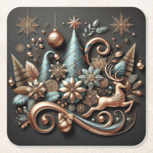 Elegant kerstgoud-Roos Kartonnen Onderzetters