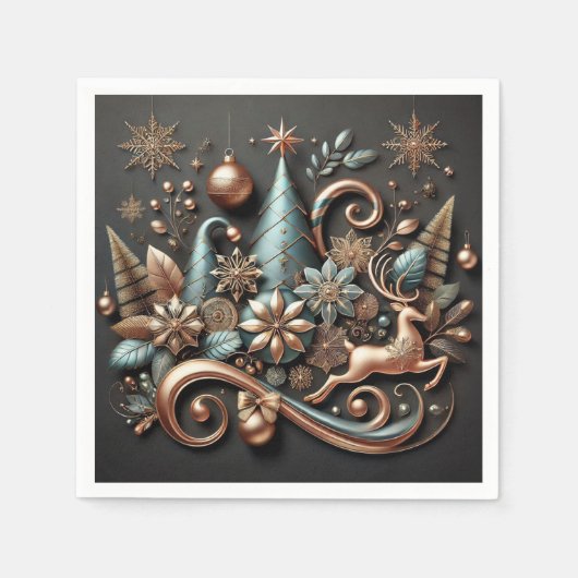 Elegant kerstgoud-Roos Servet (Voorkant)