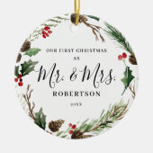 Elegant kerstgrenery Mr. & Mrs. Keramisch Ornament (Voorkant)