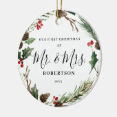 Elegant kerstgrenery Mr. & Mrs. Keramisch Ornament (Links)