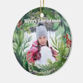 Elegant Kerstgroen Aangepaste Foto Keramisch Ornament (Links)