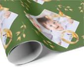 Elegant Kerstgroen en Gold Joy Foto Cadeaupapier (Rol Hoek)