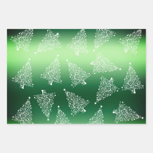 Elegant kerstgroen en wit patroon inpakpapier vel (Voorkant)
