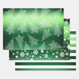 Elegant kerstgroen en wit patroon inpakpapier vel