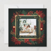 Elegant Kerstgroen Goud Lijst Custom Photo Feestdagenkaart (Voorkant)
