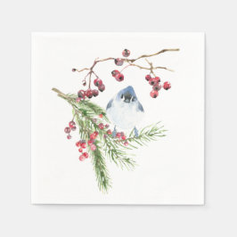 Elegant kerstgroen met vogel servet