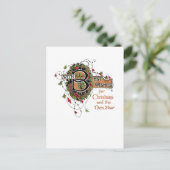 Elegant  kerstgroet met Holly Briefkaart (Staand voorkant)