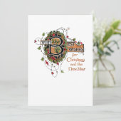 Elegant  kerstgroet met Holly Feestdagenkaart (Staand voorkant)