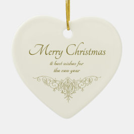 Elegant kersthart  kalligrafie CC1142 Keramisch Ornament