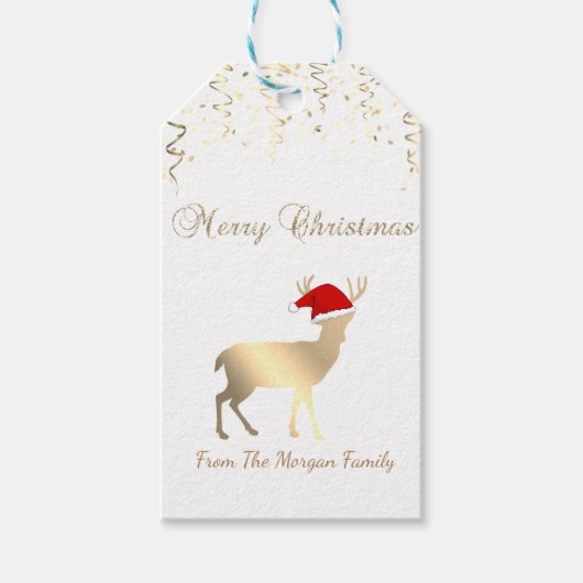 Elegant, Kersthert, Confetti Cadeaulabel (Voorkant)