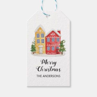 Elegant kersthuis Gift Label Cadeaulabel