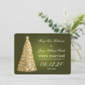 Elegant kersthuwelijk Elopement Gold Green Kaart (Staand voorkant)