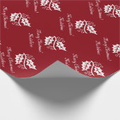 Elegant kerstinpakpapier met hollebladeren cadeaupapier (Hoek)