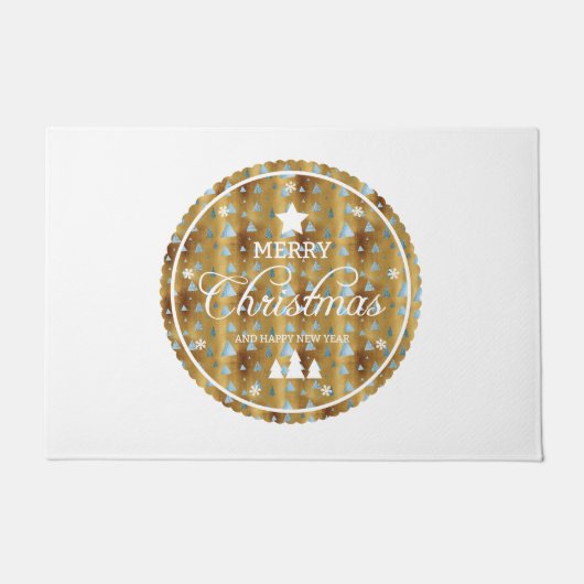 Elegant kerstinsigne Mousserend in Gold glitter Deurmat (Voorkant)