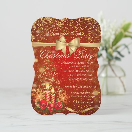 Elegant kerstkaarsen, Boom Company Party Kaart (Staand voorkant)