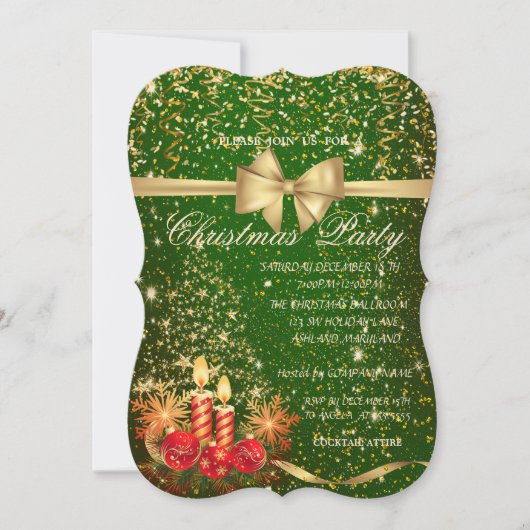 Elegant kerstkaarsen, Boom Company Party Kaart (Voorkant)