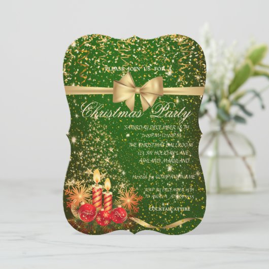 Elegant kerstkaarsen, Boom Company Party Kaart (Staand voorkant)