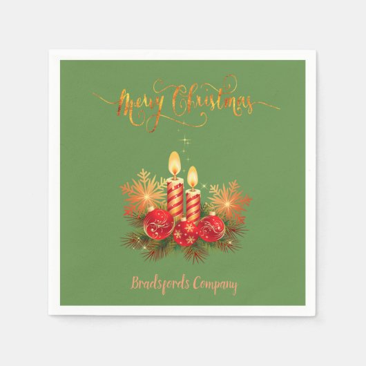Elegant kerstkaarsen, boomtakken, boxen servet (Voorkant)
